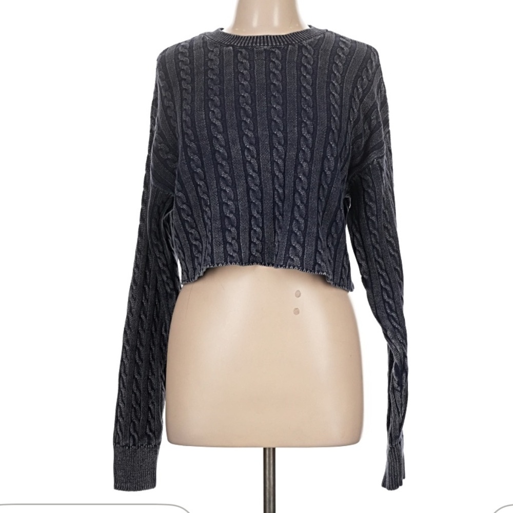Aerie Women's Navy Cable Knit Sweater